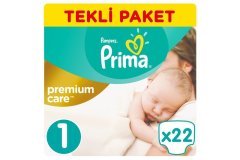 Prima Premium Care Bebek Bezi Tekli Paket 1 Beden 22 Adet