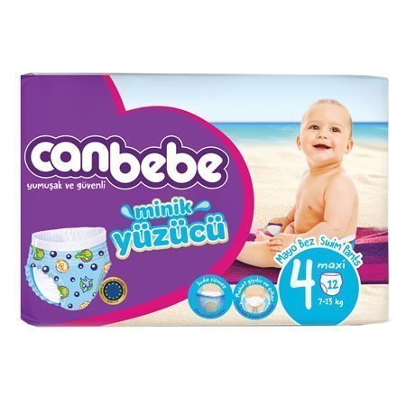 Canbebe Minik Yüzücü Mayo Bebek Bezi 4 Beden 12 Adet