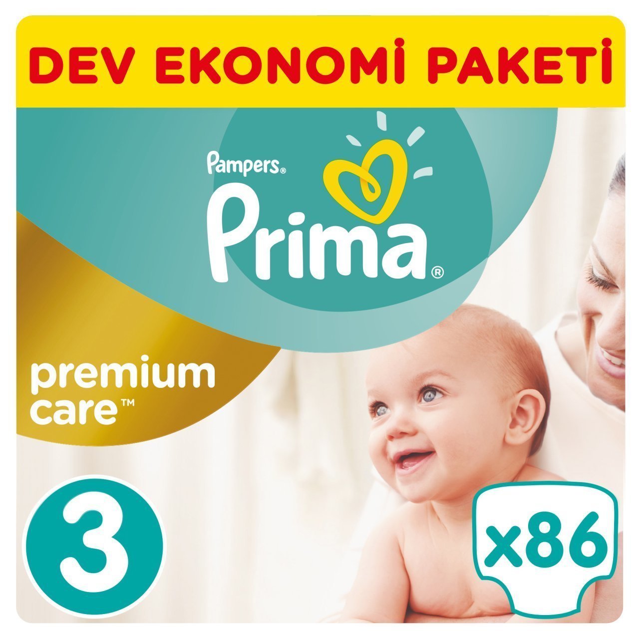 Prima Premium Care Bebek Bezi Dev Ekonomi Paketi 3 Beden 86 Adet