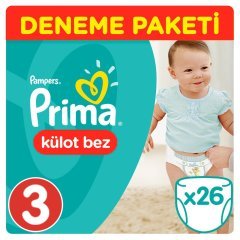 Prima Külot Bebek Bezi Deneme Paketi 3 Beden 26 Adet