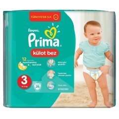 Prima Külot Bebek Bezi Deneme Paketi 3 Beden 26 Adet