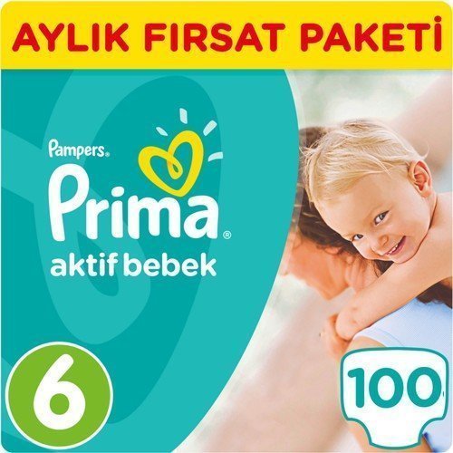 Prima Bebek Bezi Aktif Bebek Aylık Fırsat Paketi 6 Beden 100 Adet