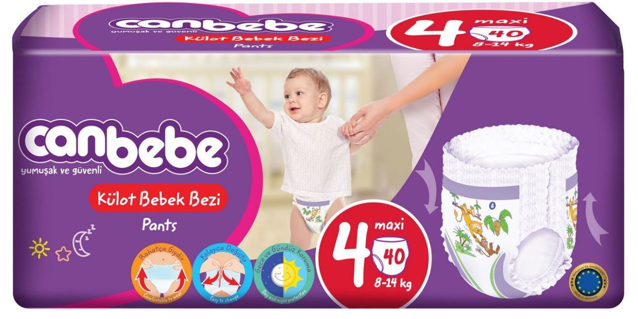 Canbebe Külot Bebek Bezi 4 Beden 40 Adet