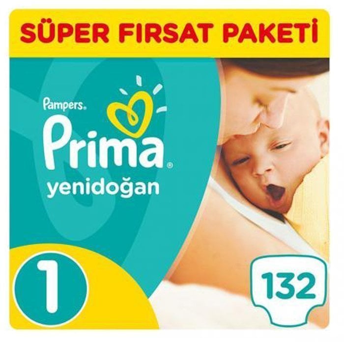 Prima Bebek Bezi Yenidoğan Süper Fırsat Paketi 1 Beden 132 Adet
