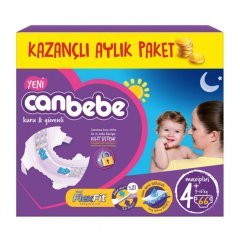 Canbebe Aylık Paket Bebek Bezi 9-16 kg No:4 Plus Maxi Plus 66 Adet