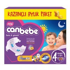 Canbebe Aylık Paket Bebek Bezi 7-14 kg No:4 Maxi 70 Adet