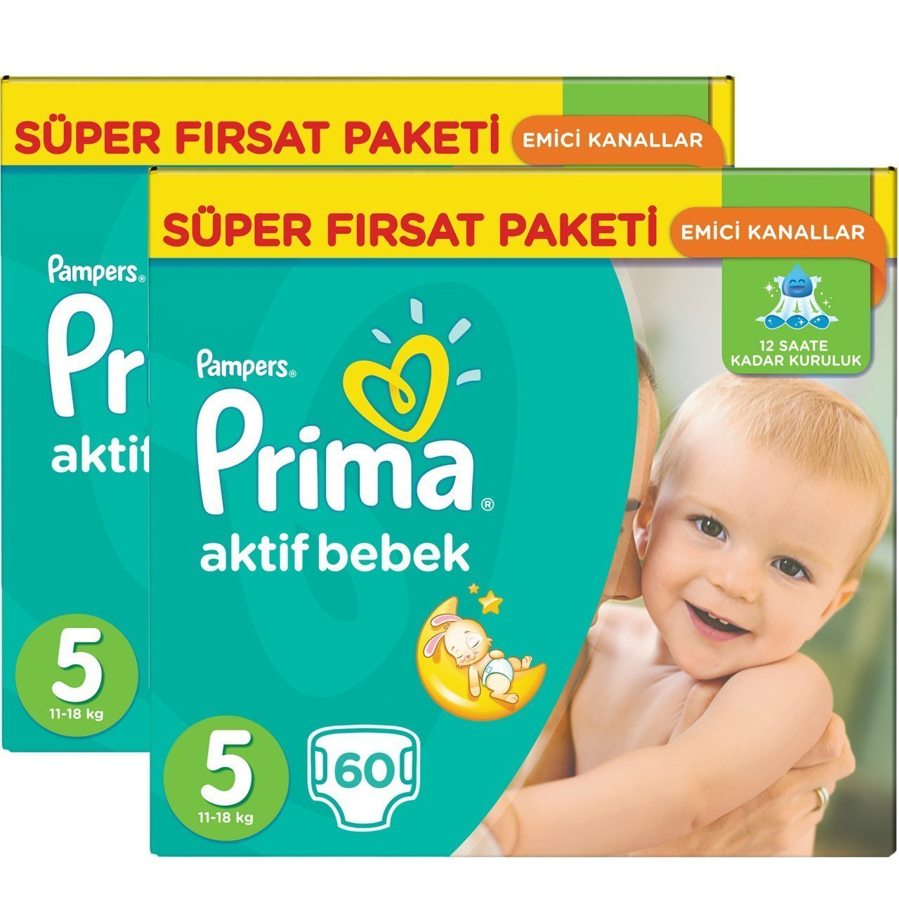 Prima Bebek Bezi Aktif Bebek Süper Fırsat Paketi 5 Beden 120 Adet