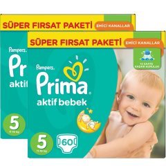 Prima Bebek Bezi Aktif Bebek Süper Fırsat Paketi 5 Beden 120 Adet