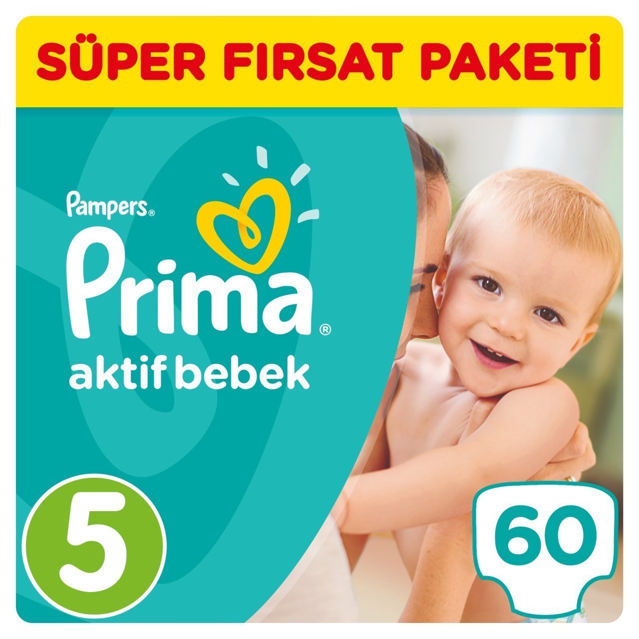 Prima Bebek Bezi Aktif Bebek Süper Fırsat Paketi 5 Beden 60 Adet