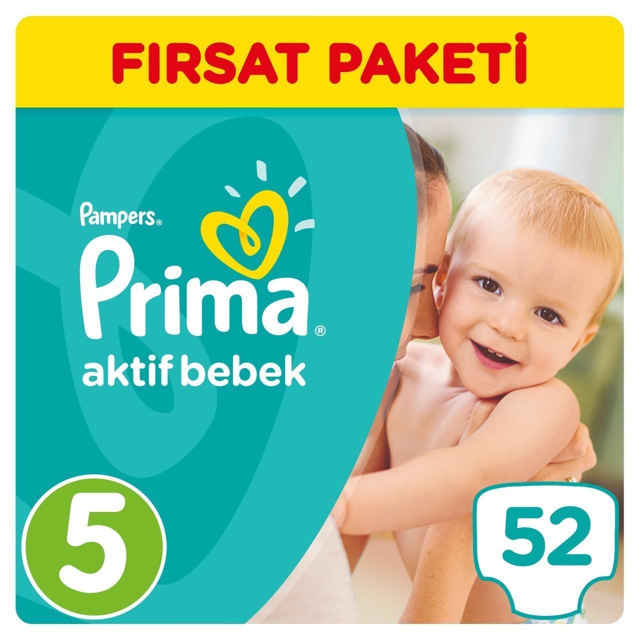 Prima Bebek Bezi Aktif Bebek Fırsat Paketi 5 Beden 52 Adet