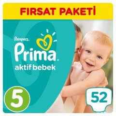 Prima Bebek Bezi Aktif Bebek Fırsat Paketi 5 Beden 52 Adet