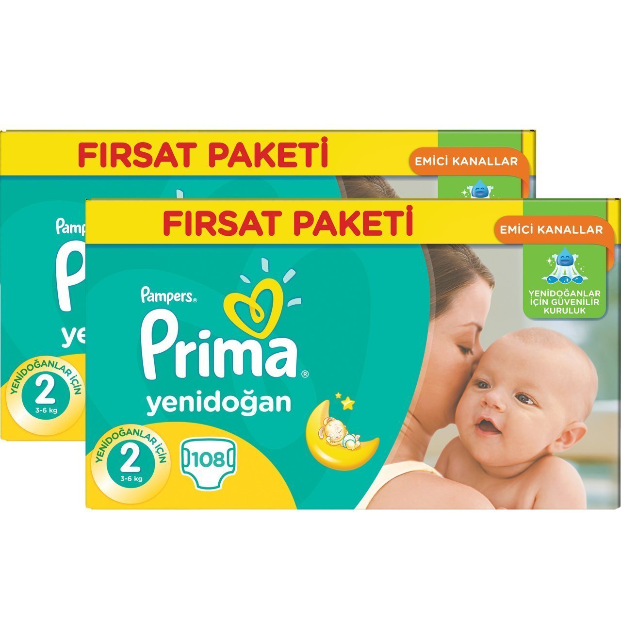 Prima Bebek Bezi  Yenidoğan Aktif Bebek Fırsat Paketi 2 Beden 216 Adet