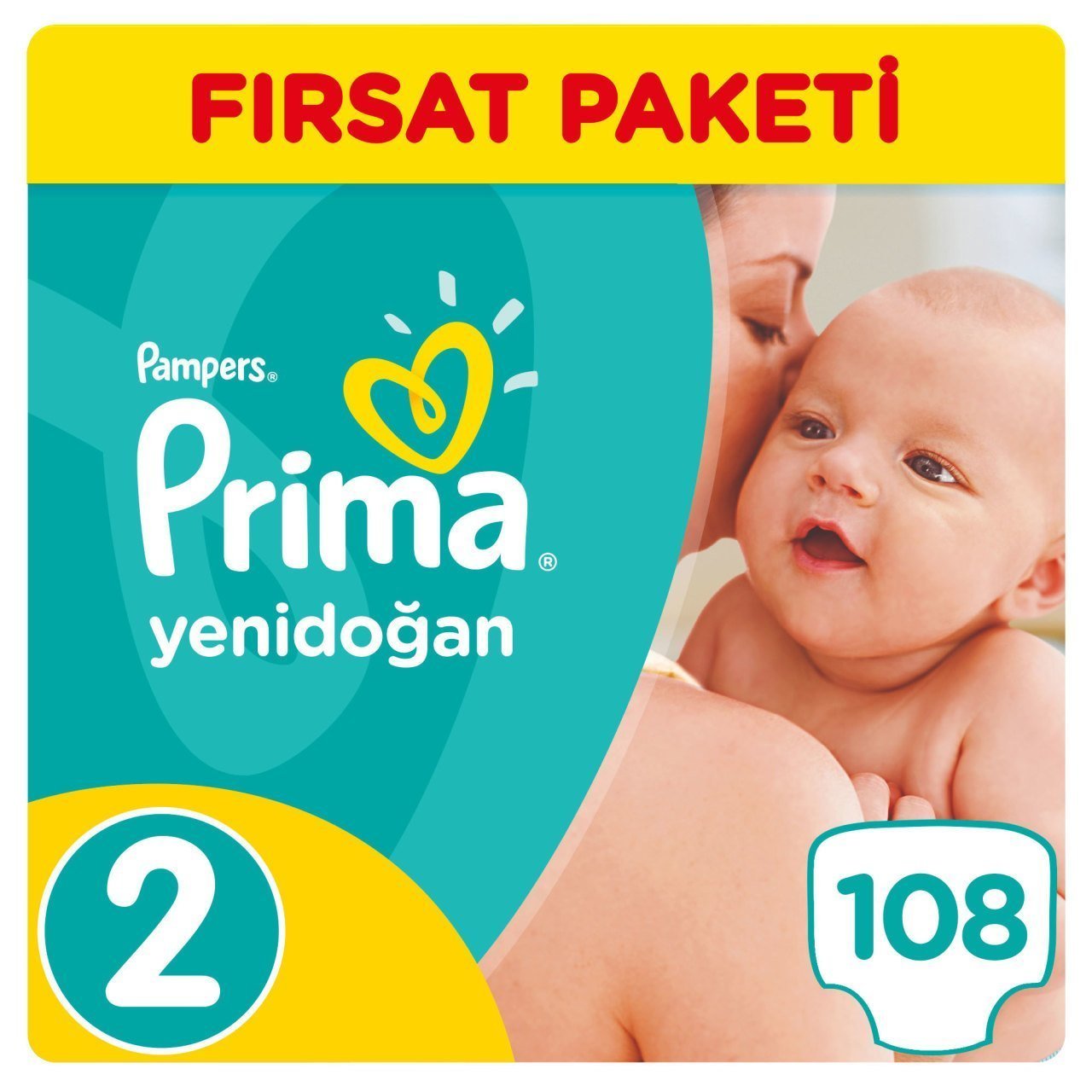 Prima Bebek Bezi Yenidoğan Aktif Bebek Fırsat Paketi 2 Beden 108 Adet