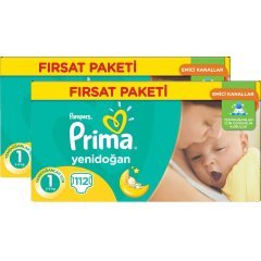 Prima Bebek Bezi  Yenidoğan Aktif Bebek Fırsat Paketi 1 Beden 224 Adet