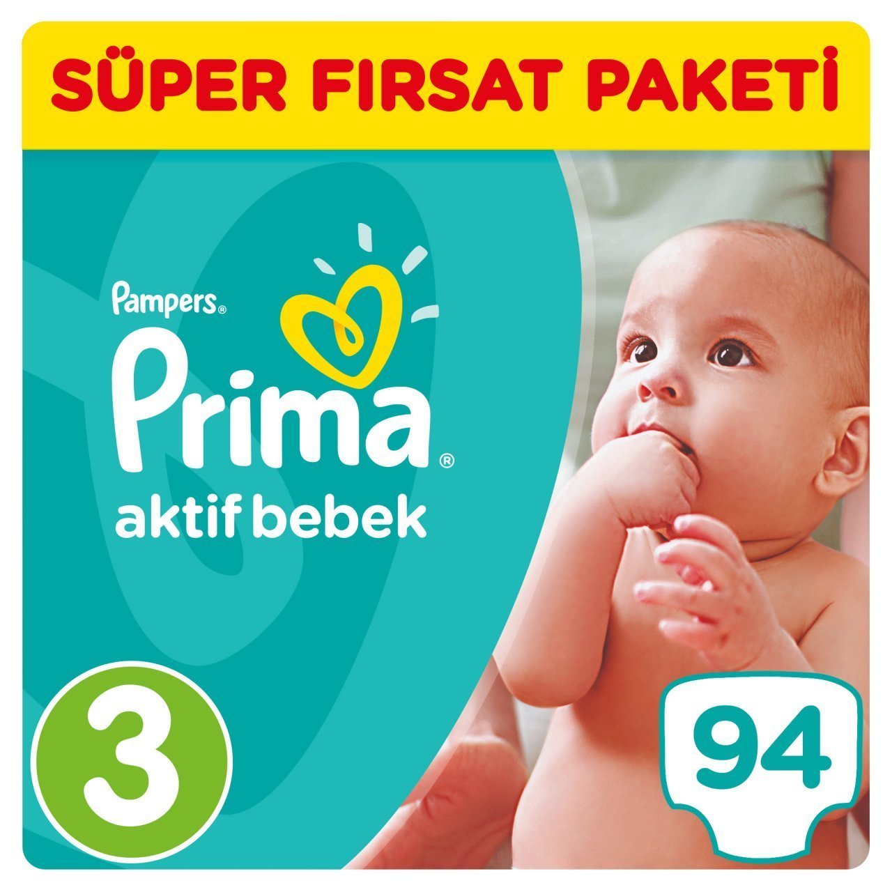 Prima Bebek Bezi Aktif Bebek Süper Fırsat Paketi 3 Beden 94 Adet