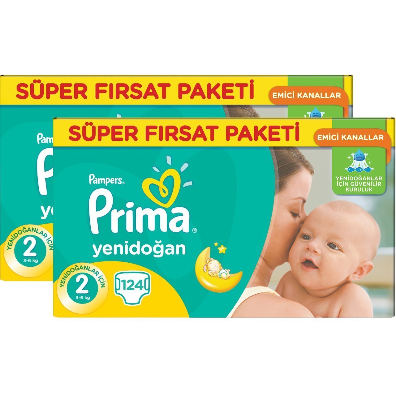 Prima Bebek Bezi  Yenidoğan Aktif Bebek Süper Fırsat Paketi 2 Beden 248 Adet