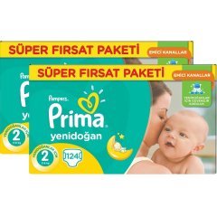 Prima Bebek Bezi  Yenidoğan Aktif Bebek Süper Fırsat Paketi 2 Beden 248 Adet