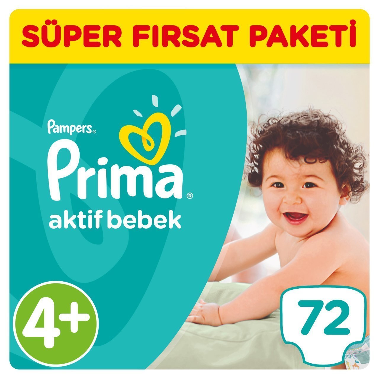 Prima Bebek Bezi Aktif Bebek Süper Fırsat Paketi 4+ Beden 72 Adet