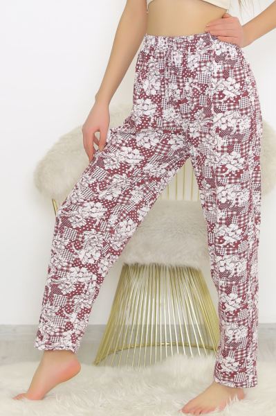 Desenli Pijama Altı Bordodesenli - 8540.1567.