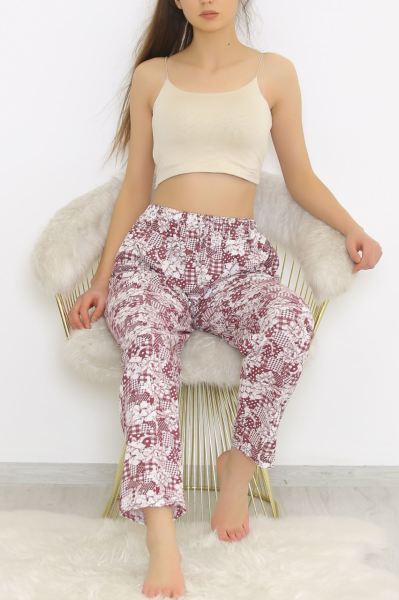 Desenli Pijama Altı Bordodesenli - 8540.1567.