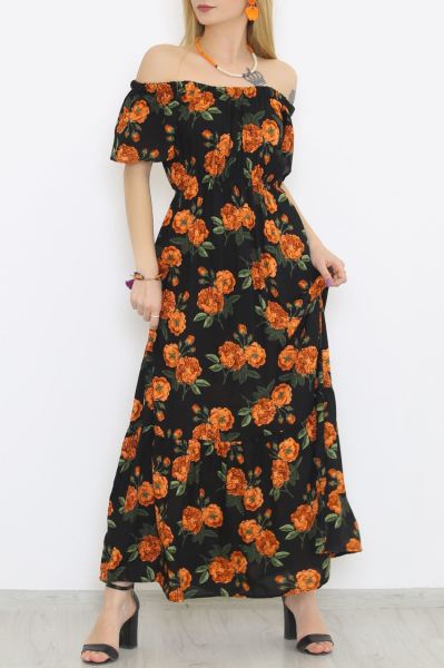 Madonna Yaka Elbise Siyahçiçekli - 8831.701.