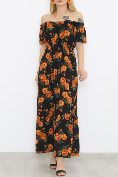 Madonna Yaka Elbise Siyahçiçekli - 8831.701.