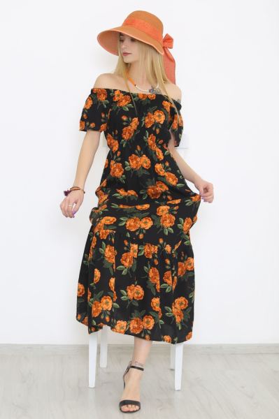 Madonna Yaka Elbise Siyahçiçekli - 8831.701.