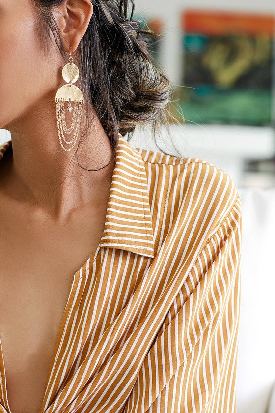 Elysian Gold Bar Hoop Earrings