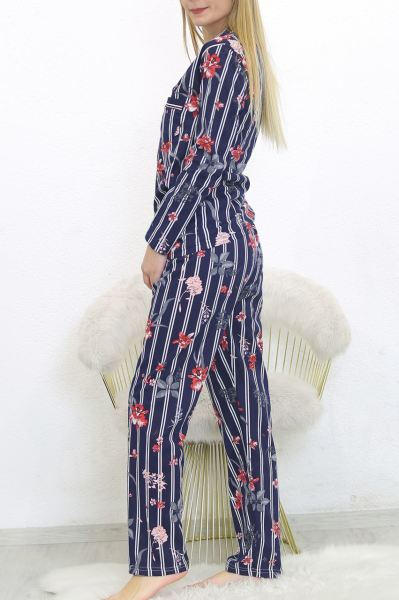 Düğmeli Pijama Takımı Çizgililaci - 8416.1048.