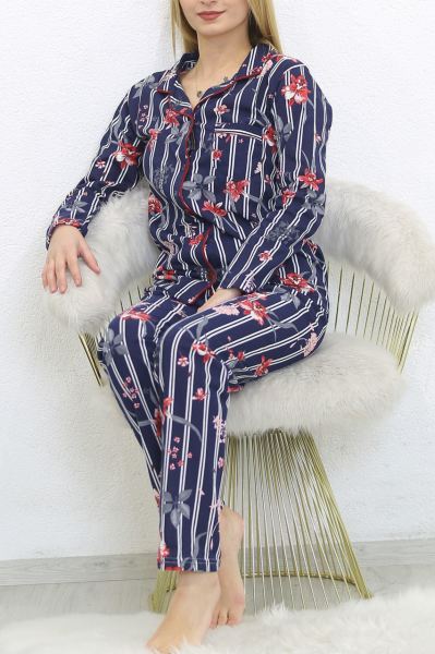 Düğmeli Pijama Takımı Çizgililaci - 8416.1048.