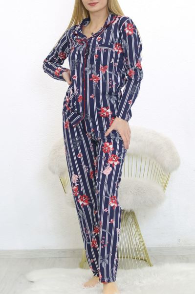 Düğmeli Pijama Takımı Çizgililaci - 8416.1048.