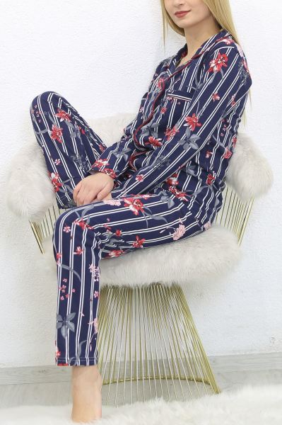 Düğmeli Pijama Takımı Çizgililaci - 8416.1048.