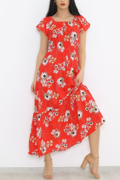 Madonna Yaka Elbise Kırmızıçiçekli - 8831.701.