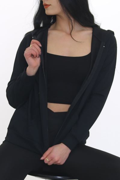 Kapşonlu  Fermuarlı Sweat Siyah - 8505.1060.