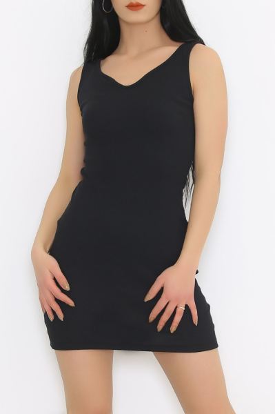 Yaka Detaylı Elbise Siyah - 199.1247.