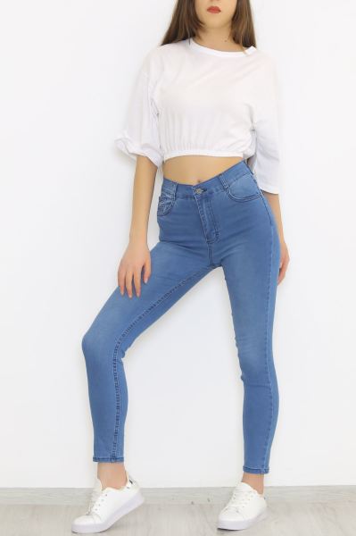 Dar Paça Kot Pantolon Açıkmavi - 2470.1361.