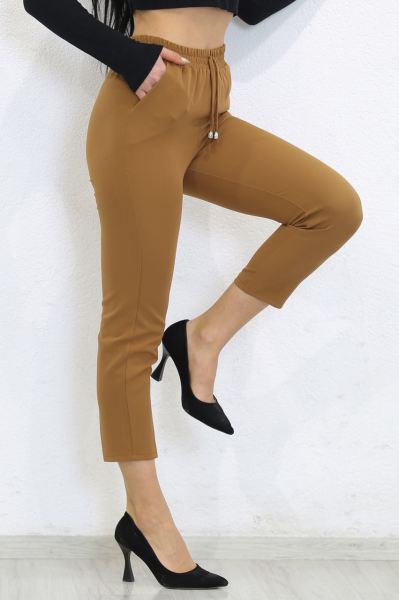 Beli Lastikli Havuç Pantolon Kahve - 8526.1556.