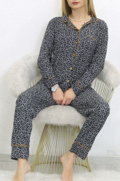 Nubuk Süet Pijama Takımı Siyahhardal - 8529.1048.