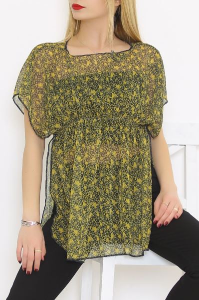 Şifon Bluz Sarıçiçekli - 8791.1247.