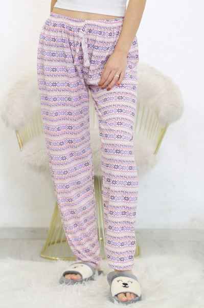 Desenli Pijama Altı Mordesenli - 8540.1567.