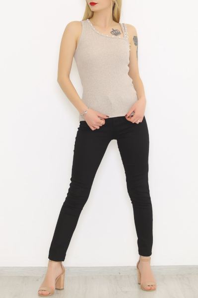 Tek Omuz İncili Body Vizon - 8814.1187.