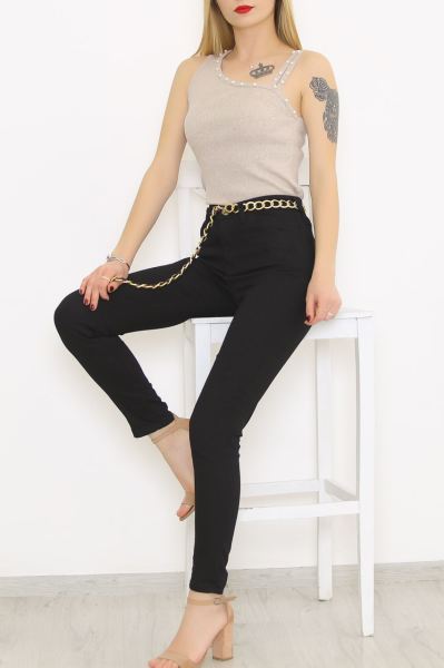 Tek Omuz İncili Body Vizon - 8814.1187.