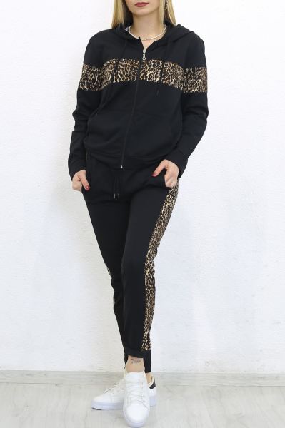 Garnili Eşofman Takımı Siyahleopar - 8396.1348.
