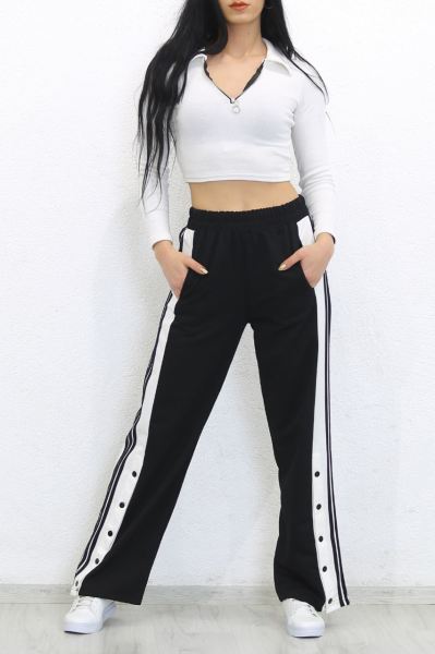 Paça Çıtçıtlı Eşofman Altı Siyah - 7152.1254.