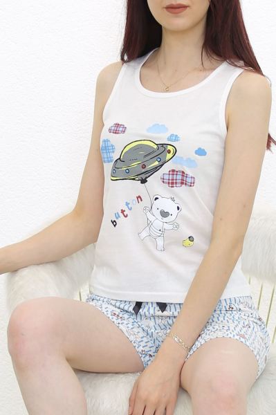 Askılı Şortlu Takım Beyaz - 7586.1059.