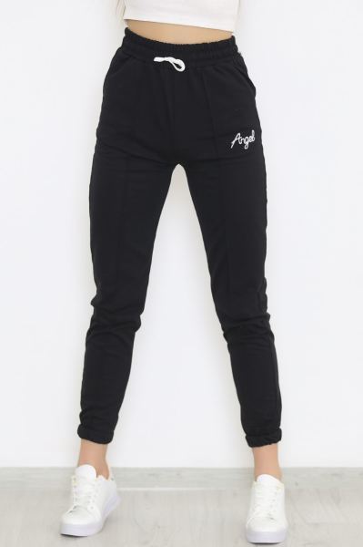 Çımalı Nakışlı Eşofman Altı Siyah - 8615.1348.