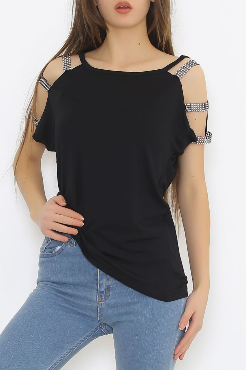 Omuz Taş Askılı Bluz Siyah - 5544.599.