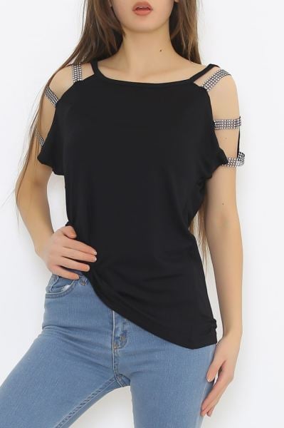 Omuz Taş Askılı Bluz Siyah - 5544.599.