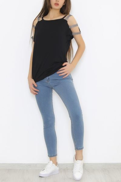 Omuz Taş Askılı Bluz Siyah - 5544.599.