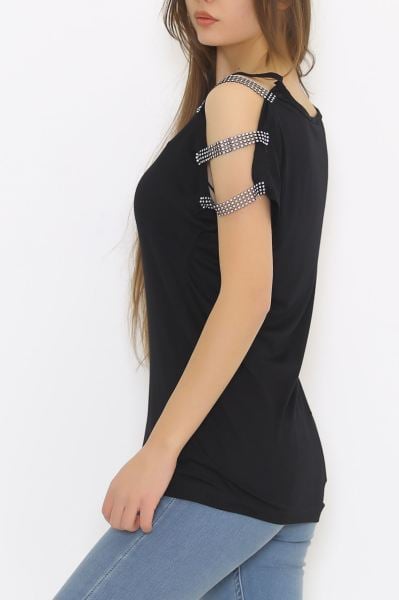 Omuz Taş Askılı Bluz Siyah - 5544.599.
